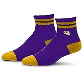 For Bare Feet NCAA LSU TIGERS Cozy Two Stripe Quarter Sock Team Color OSFM