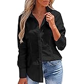 Button Down Shirts for Women Dress Shirt Long Sleeve Wrinkle Free Collared Blouse Work Business Office Solid Corset Tops