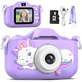 Goopow Kids Selfie Camera Toys for Girls Age 3-9, Digital Video Camera Toy with Protective Cover,Christmas Birthday Festival Gifts for 3-9 Year Old Girls Boys- 32GB SD Card Included