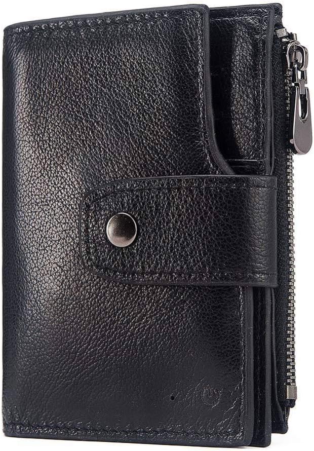 WANGOFUN Anti Lost Wallet, Tracking Wallet Genuine Leather Anti-Theft Wallet Smart Men Card Holder with Alarm Bluetooth Photographing, Gift for Men,Black