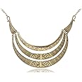 Alilang Vintage Egyptian Crescent Moon Shaped Bib Adjustable Statement Necklace