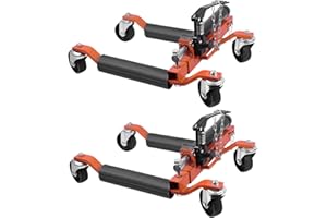 GarveeTech 2Pcs Car Wheel Dolly, 1500LBS Capacity Trailer Dolly with Hydraulic Tire Jack for Vehicle Positioning for Truck Rv Trailer, Orange