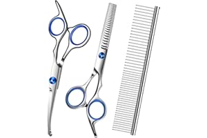 VOVA Pet Hair Clippers Scissors Set,Dog Grooming Scissors Kits with Safety Round Tips, Heavy Duty Stainless Steel Pet Shears