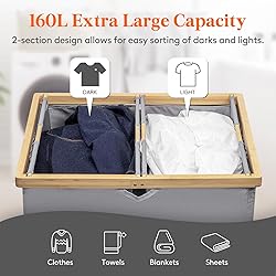 Lifewit 160L Double Laundry Hamper with Lid, Extra