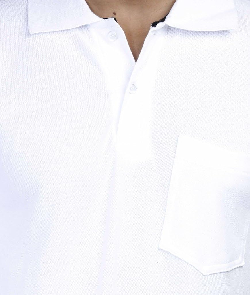 fleximaa men's cotton polo collar t-shirt white color