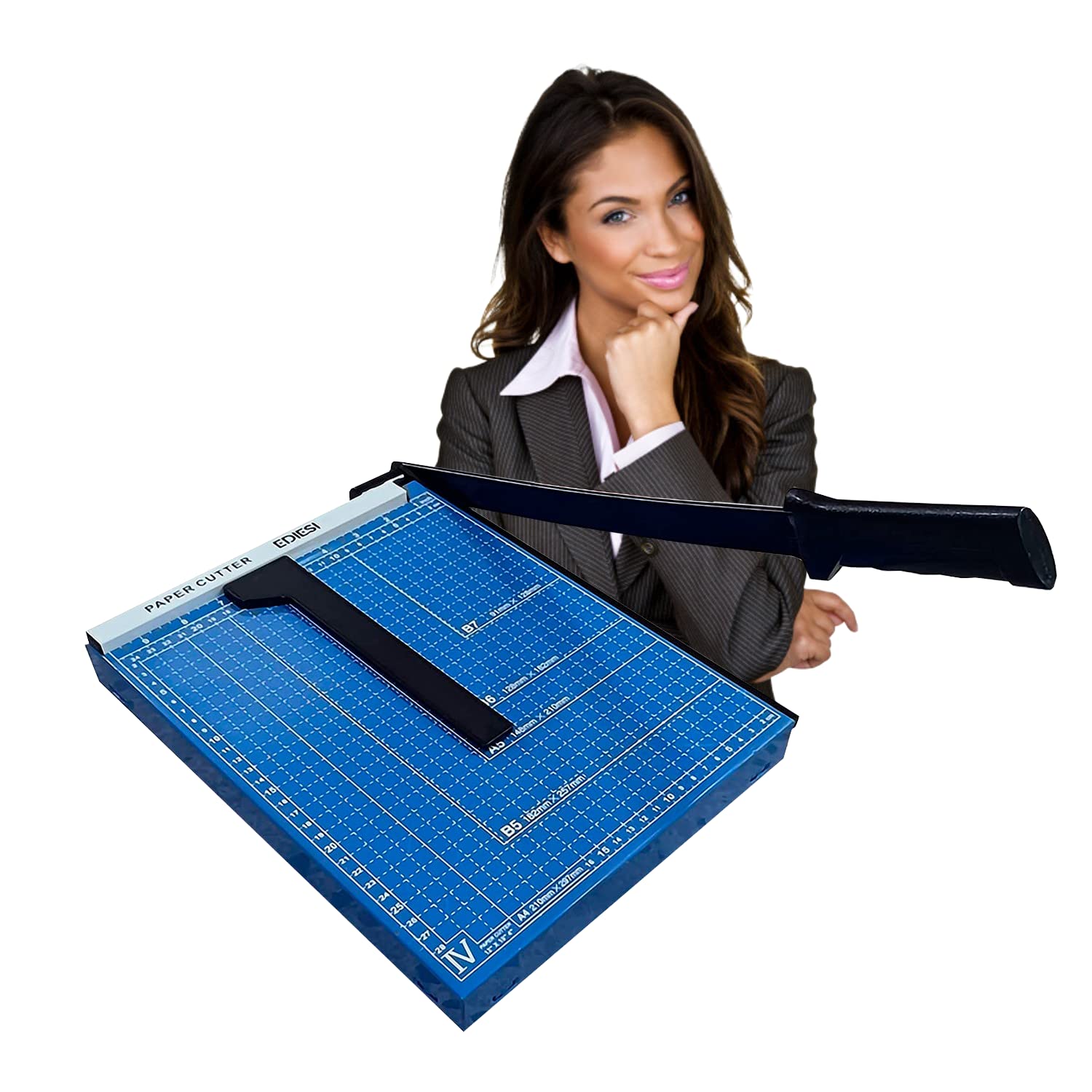 Ediesi, Paper Cutter, Paper Trimmer, Paper Guillotine, A3 and A4, Manual, High Precission, Photo or Paper, 3 Colours Available (A4 - Blue)
