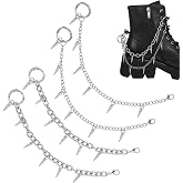 MBAIYO 4 Pcs Punk Boot Chains, Rivet Cone Spike Boot Charms, Silver Metal Shoe Chains Shoe Charms Decorations with Detachable Clasps for Booties Sandals Sneakers