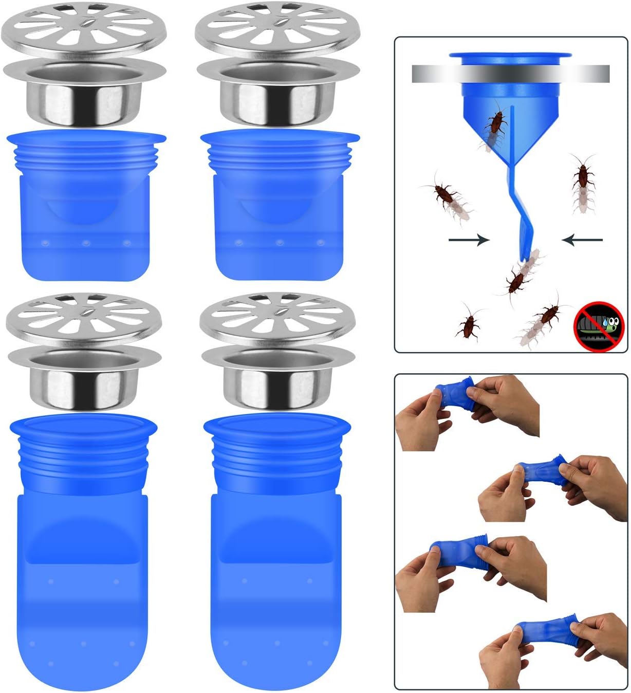Drain Backflow Preventer 4 Pack, One Way Valve for Pipes Tubes in Toilet Bathroom Floor Drain Seal Resist Smell and Bugs, 1.97" Silicone