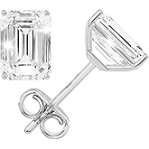 Moissanite Stud Earrings, 0.5ct-3ct D Color VVS1 Clarity Moissanite 14K White Gold Plated Sterling Silver Imitation Diamond Push Back Earrings For Women