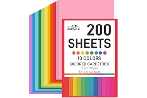 3 otters 200Sheets Construction Paper, Cardstock 8.5" x 11 ", 10 Assorted Colors Card Stock Printer Paper 65lb/180GSM, for Printing, DIY Crafts, Classroom Must Haves, Kids School Supplies, Party Decor