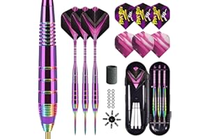 Lavishio Professional Darts Steel Tip Sets, 23 g Metal Tip Darts,Dart Metal Tip Set 3 Aluminum Dart Shafts Steel Tip Dart Set