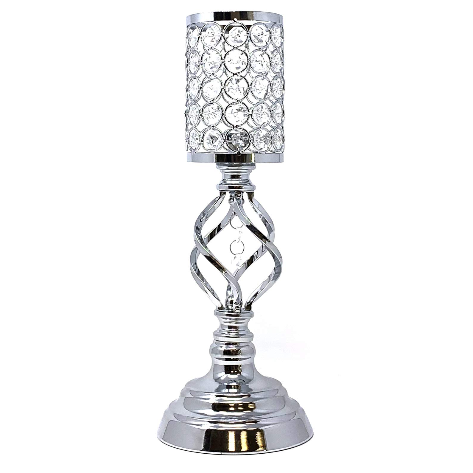 allgala 14" Crystal Silver Cylinder Tealight Votive Decorative Candle Holder