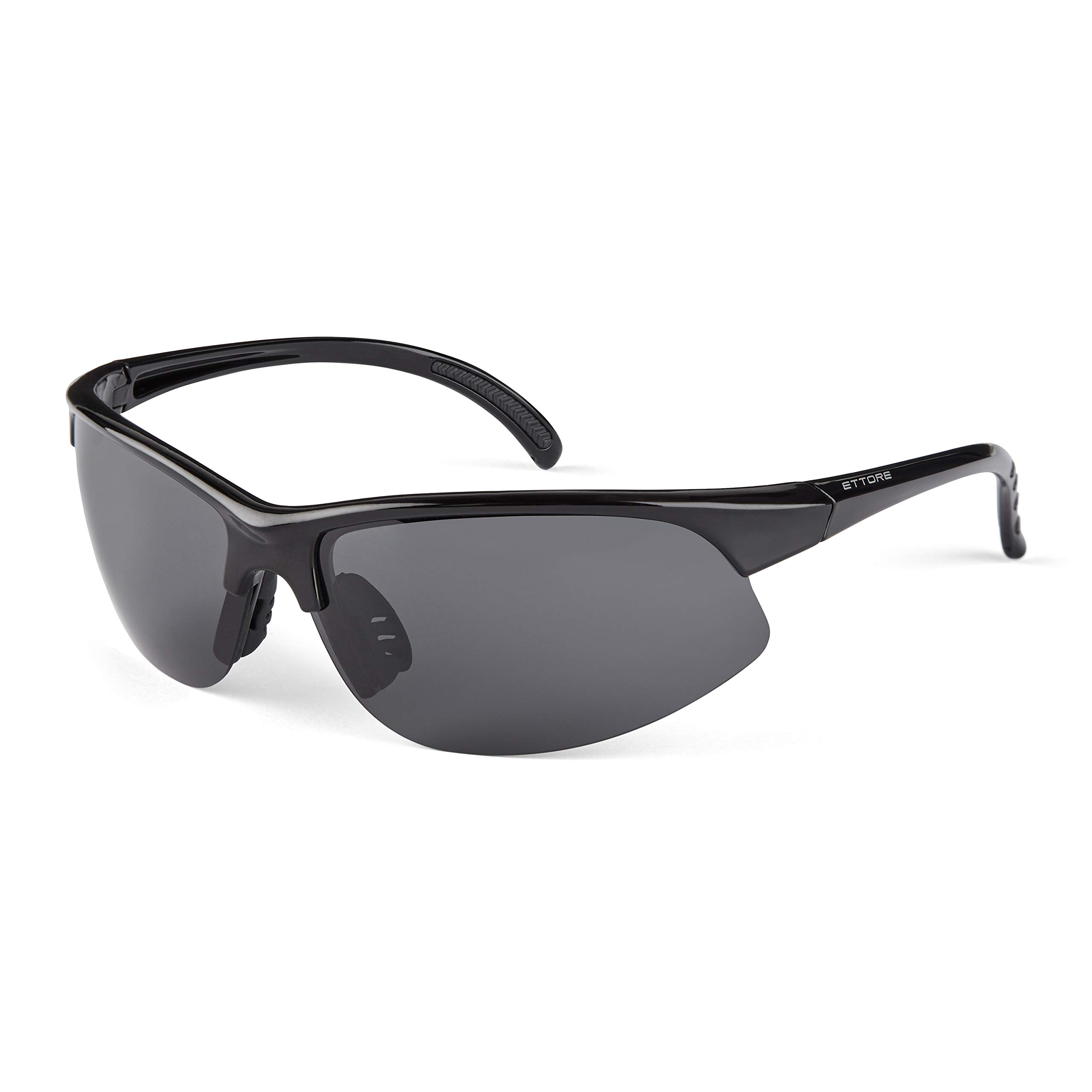 Ettore Cycling Sunglasses Sports Glasses Polarized UV 400 Protection - CE Marked - Black Frame, Black Lens - Alya