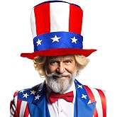 Donetuer Patriotic Uncle Sam Top Hat 4th of July Top Hat for Independent Day Party Supplies Decoration Tree Topper Red White Blue Stovepipe