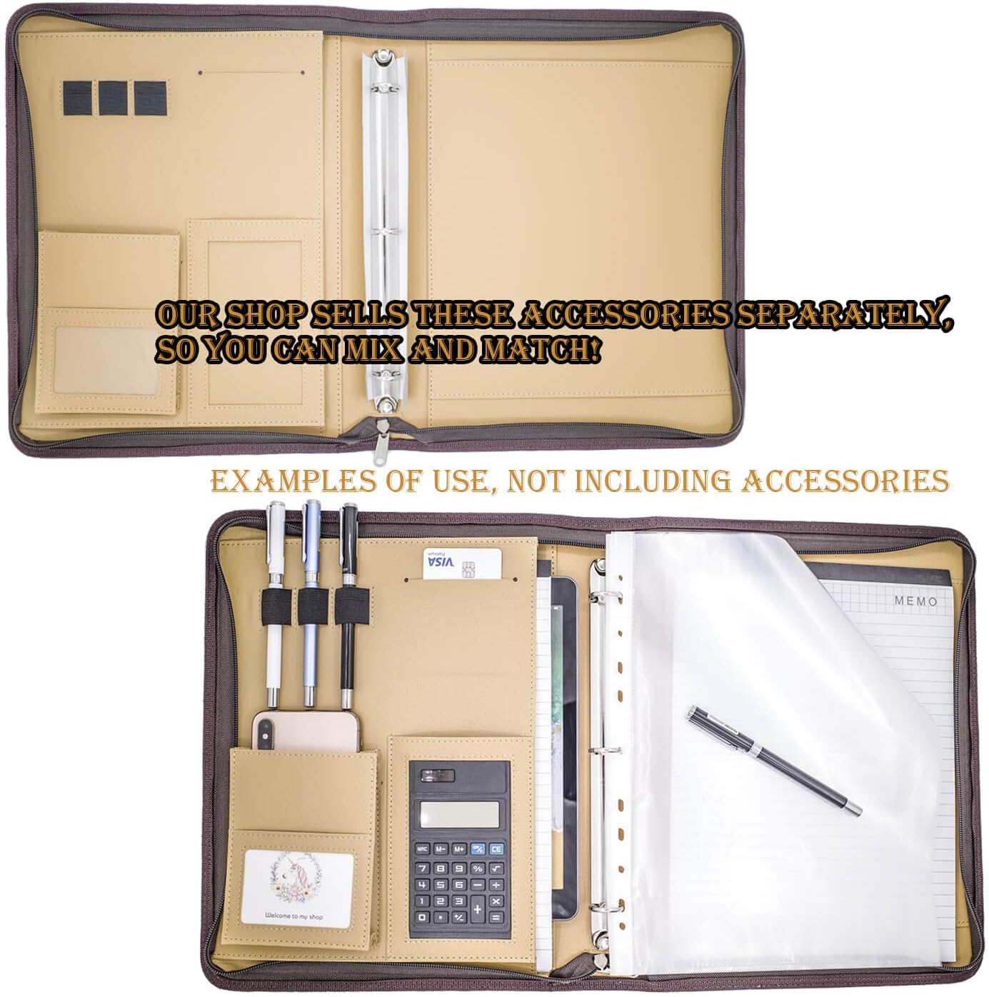 LOSOPHY Padfolio Ring Binders Zippered 1 inch Binder Portfolio Clipboard Folder, Leather Binder as Business Checks Personal Printed.Zipper Binders 1 inch for Women and Mens. (Vivid Leopard) : Office Products