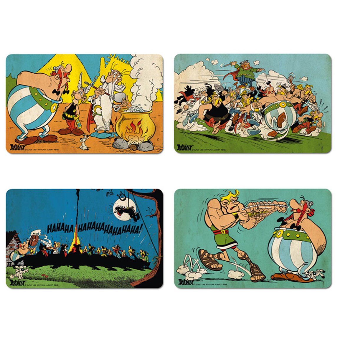 Logoshirt® Asterix I Obelix I Getafix I Vitalstatistix I Breakfast Board I Chopping Board I 23x14cm I Set of 4 I Dishwasher Safe & Heat Resistant I Licensed