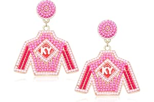 NVENF Beaded Earrings Derby Riding Suit Dangle Earrings Kentucky Derby Race Day Earrings Horse Racing Fan Jewelry Horse Racing Accessories