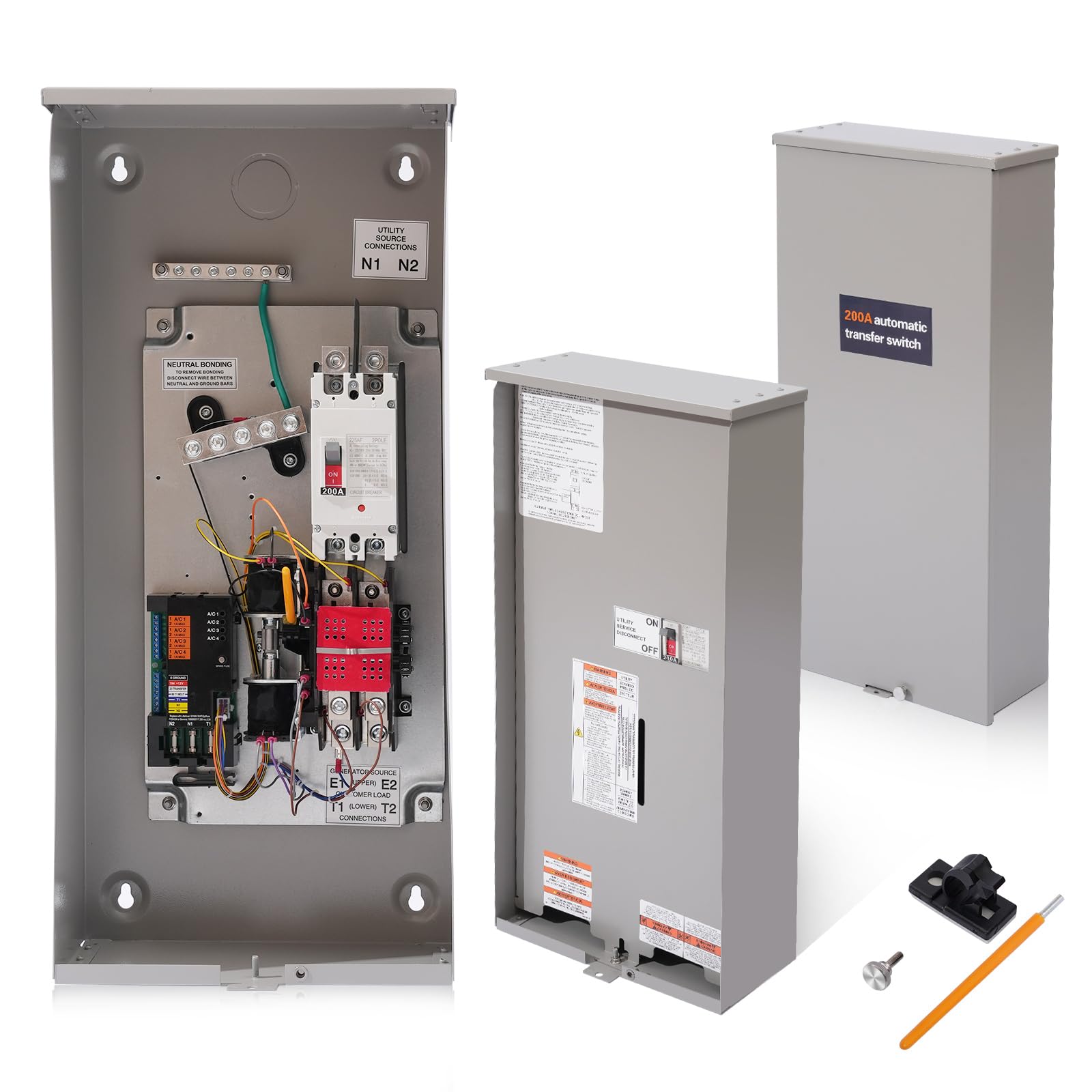 Photo 1 of 200 Amp Automatic Transfer Switch w/Power Management Replacement for Generac RXSW200A3, NEMA 3R Aluminum Enclosure for Indoor and Outdoor Use, Compatible with Evolution or Nexus Generator Controllers