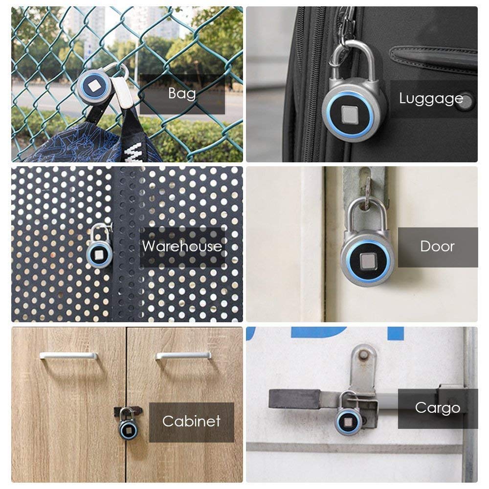 Fingerprint Padlock, Bluetooth Connection Metal Waterproof, Suitable For House Door, Backpack, Suitcase, Bike, Gym, Office, App Is Suitable For Android/Ios