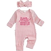 citgeett Little Sister Newborn Outfit Baby Girl Coming Home Onesie Long Sleeve Romper Jumpsuit Fall Outfits Winter Clothes