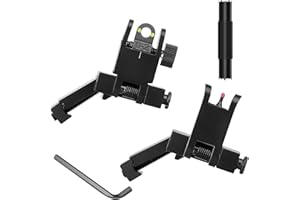 Beileshi Fiber Optics Flip Up Iron Sights Backup Front and Rear Sights with Adjustment Tool fits 20mm Picatinny Rails