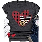 Valentines Shirts for Women Retro Candy Heart Printed Short Sleeve Casual Graphic Tee Tops