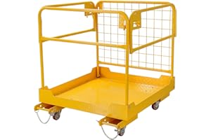 AHLOKI Forklift Safety Cage - 36x36 Work Platform, 1800 lbs Capacity, Man Basket with Swivel Casters and Safety Belt Kits