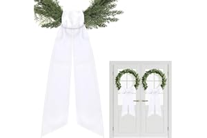 PARTYFORU White Wreath Sash for Front Door - 2 Pcs Plain Sash for Wreaths Garland Embroidery Monogram, 60 Inch Burlap Wreath Sashes for Yard Porch Doorway Indoor Outdoor