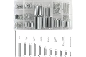 BDS-HOME 200Pcs Spring Assortment Kit, 20 Different Size Zinc Plated Extension and Compression Springs for Shops and Home Rep