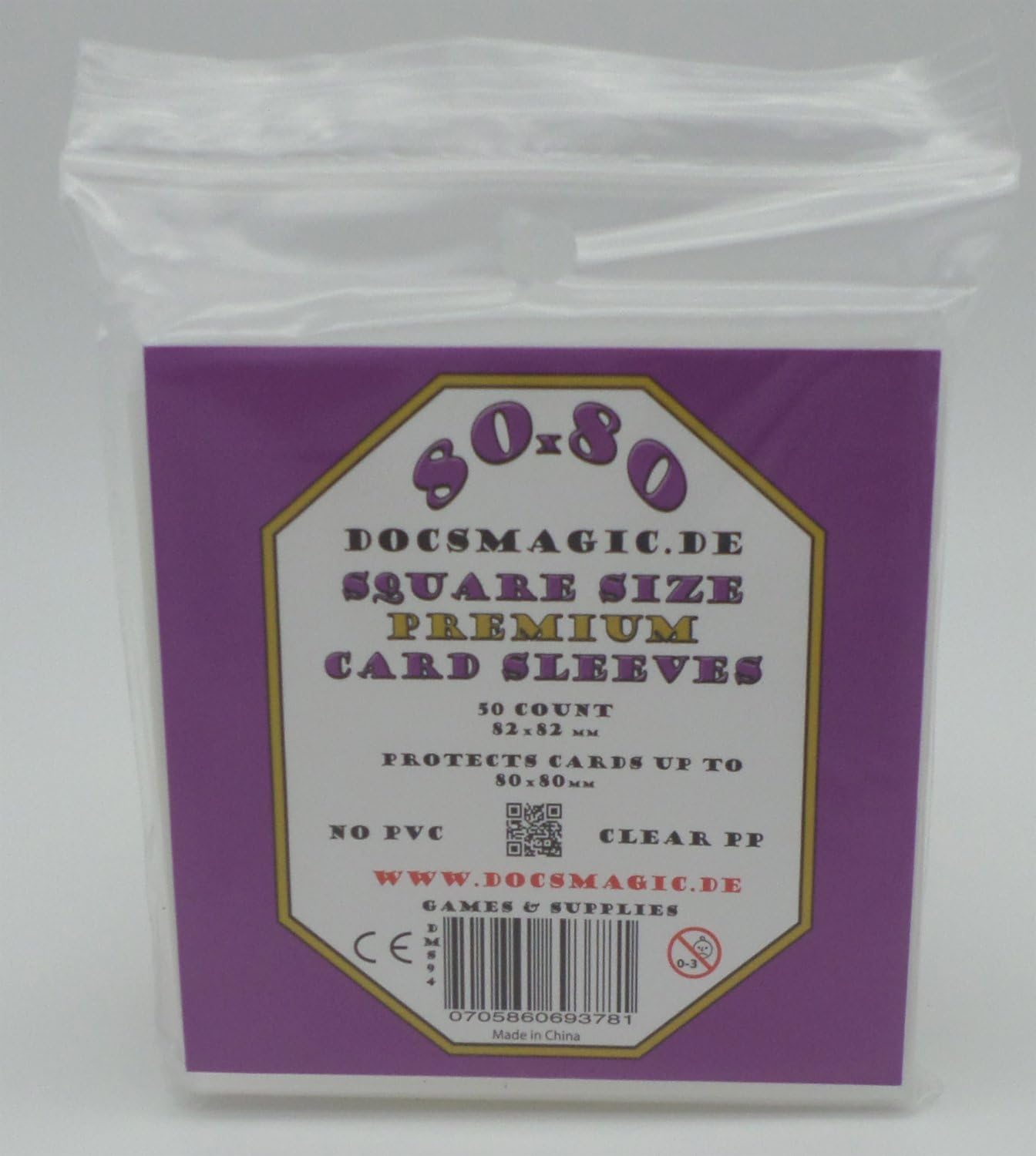 docsmagic.de 50 Premium Medium Square Board Game Sleeves - 80 x 80-82 x 82, 1 Pack Premium, Medium Square - 82 x 82 mm