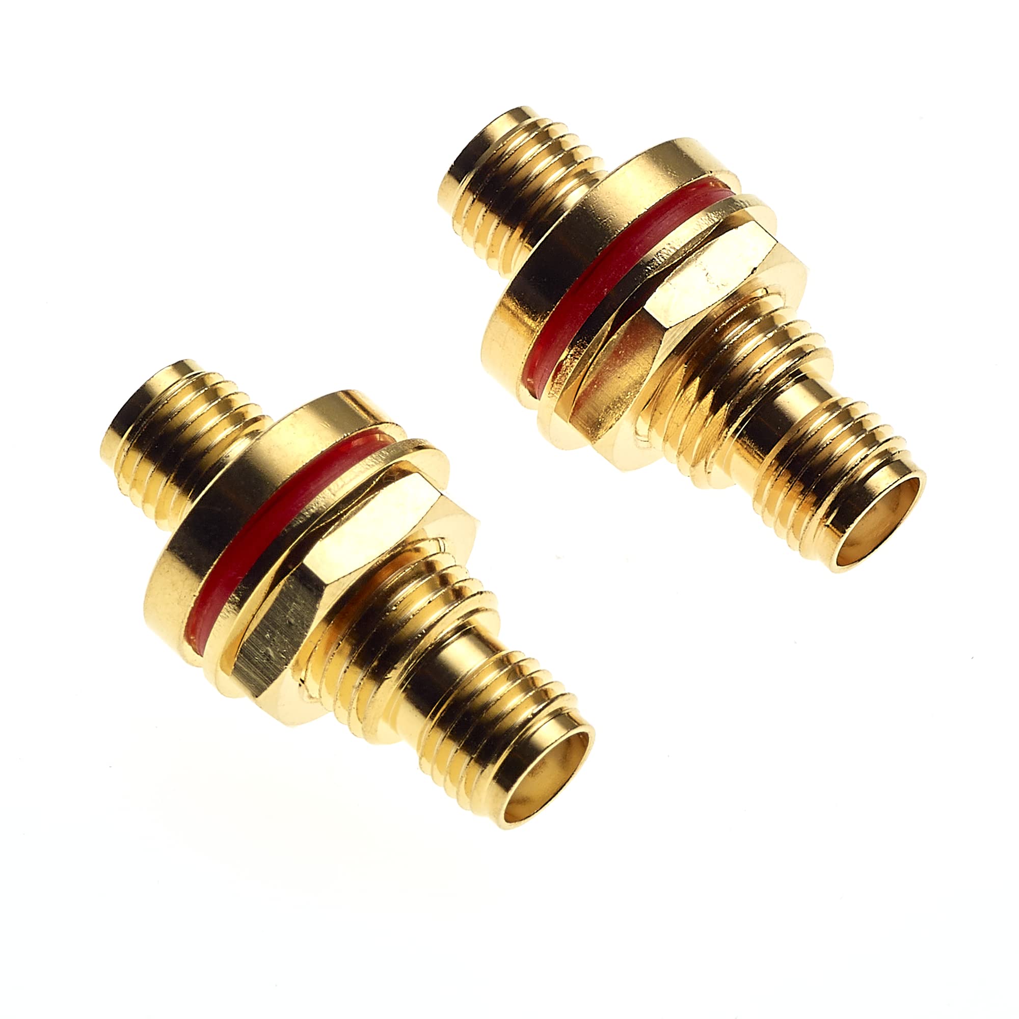 Keple SMA Socket To SMA Socket Panel Mount Adaptor, 50 Ohm - Gold Plated Brass Body Antenna Jack For Wireless LAN Device Coax Cable F/F Panel/Chassis - Pack Of 2