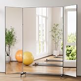 brisafe Tri-Fold Full Length NanoMirror with Wheels, 71 x 71 in, Black | Multi-Angle Viewing; Space-Saving Foldable Design; Easy Mobility; Ultra-Clear Reflection; Ultra-Lightweight Material
