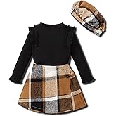 Toddler Girl Clothes Outfit Shirt Top Plaid Mini Skirt Outfits Set Little Girl Dresses Kids Clothes for Girls 18M-8T