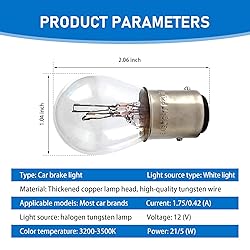Nowkont 10 PCS Car Halogen Brake Light, High and