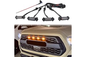 MINGJUE LED Grill Lights for 2016-2019 Aftermarket Toyota Tacoma TRD PRO Grille with Harness & Fuse(Amber Light with Black housing)