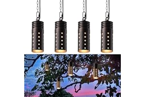 LEONLITE Low Voltage Hanging Lights Outdoor, LED Landscape Pendant Lights, UL Listed, 12V Hanging Tree Light for Gazebo, Pergola, Garden, Aluminum, IP65, 2700K Soft White, Oil Rubbed Bronze, Pack of 4