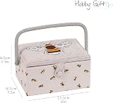 Hobby Gift Sewing Box Wood Fabric Embroidered Bee Medium view 5