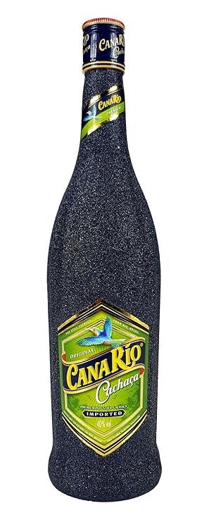 Canario Cachaca Zuckerrohrschnaps 70cl (40% Vol) Bling Bling Glitzerflasche in schwarz -[Enthält Sulfite]