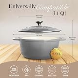 Nuovva Enamelled Cast Iron Dutch Oven 3.1 Qt 22cm Grey with Lid view 2