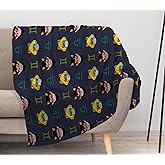 Allenjoy Repeating Cartoon Faces Blanket Zodiac Sign Symbols Throw Blankets Couch Bed Living Room Decor Soft Durable Washable 57