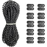 Antfly Plastic 10 Meters Blinds Beaded Chain Cord - Vertical Roman Roller Shade Blind Ball Chain Repair with 10 pcs Connector Clips Thickened Version (Black)