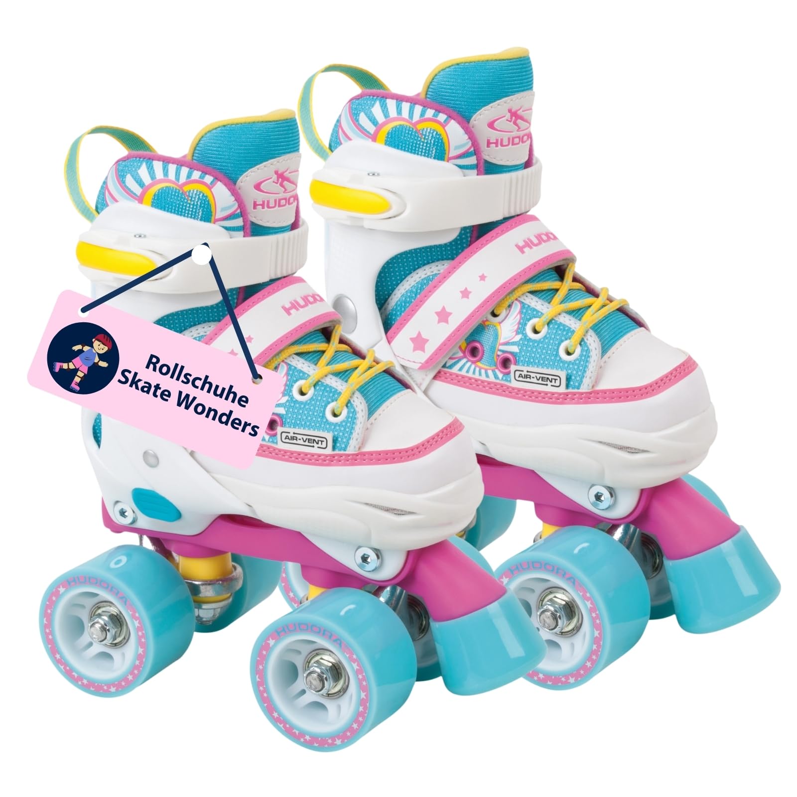 HUDORA Roller Skates Wonders in versch. Größen - Bequeme Kinder Rollschuhe über 4 Größen verstellbar - stilvolle Rollschuhe für Kinder bis 60 kg - Roller Schuhe aus hochwertigem Nylon