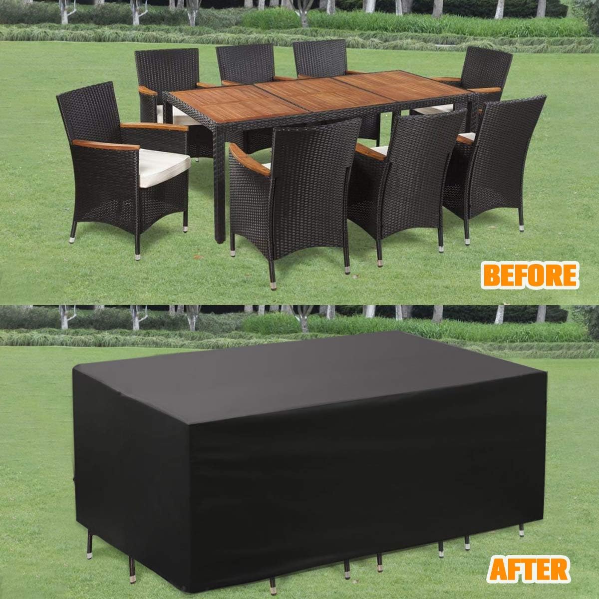 NASUM Patio Furniture Cover, 71x47x29inch, 420D Rectangular Patio Table Cover, Patio Table, and Chair Covers, Tear-Resistant, Durable Waterproof Dustproof Outdoor Cover for Garden : Garden & Outdoor