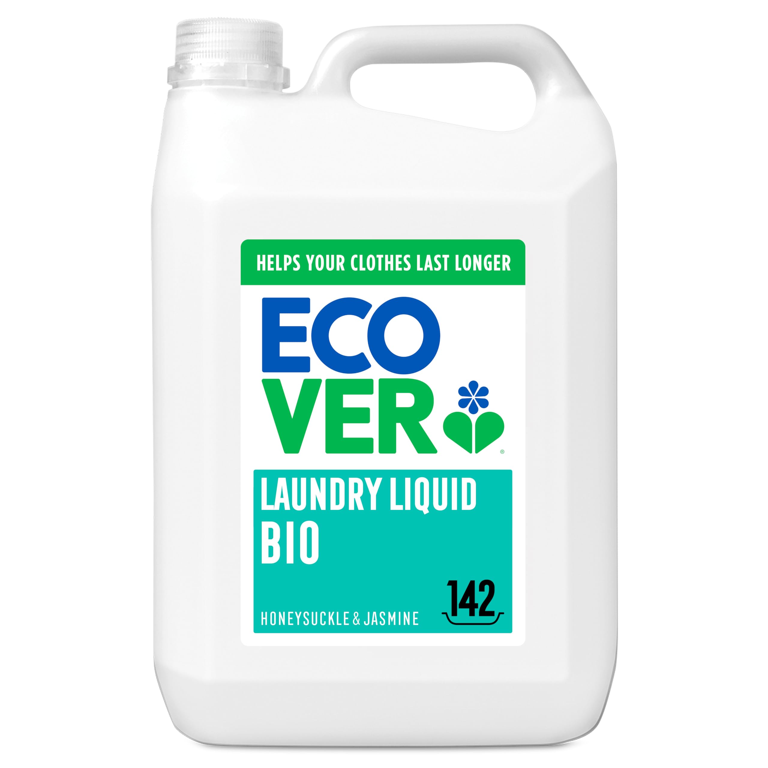 Ecover Concentrated Bio, Laundry Detergent Refill, Laundry Washing Liquid, Honeysuckle & Jasmine, 142 Washes, 5L