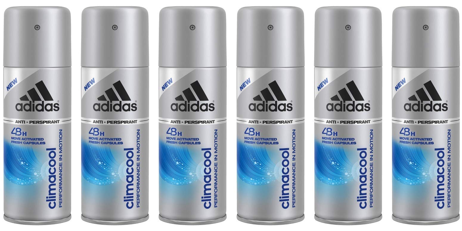 adidas Climacool Anti-Perspirant Deodorant Body Spray for Men - Effective Moisture and Odour Control Up to 48 Hours - Pack of 6 x 150 ml