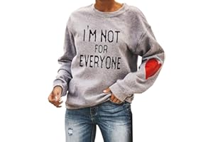 TURILLY I'm Not for Everyone Pullover Shirts for Women Oversized Casual Drop Shlouder Sweatshirts Heart Print Sleeve Tops