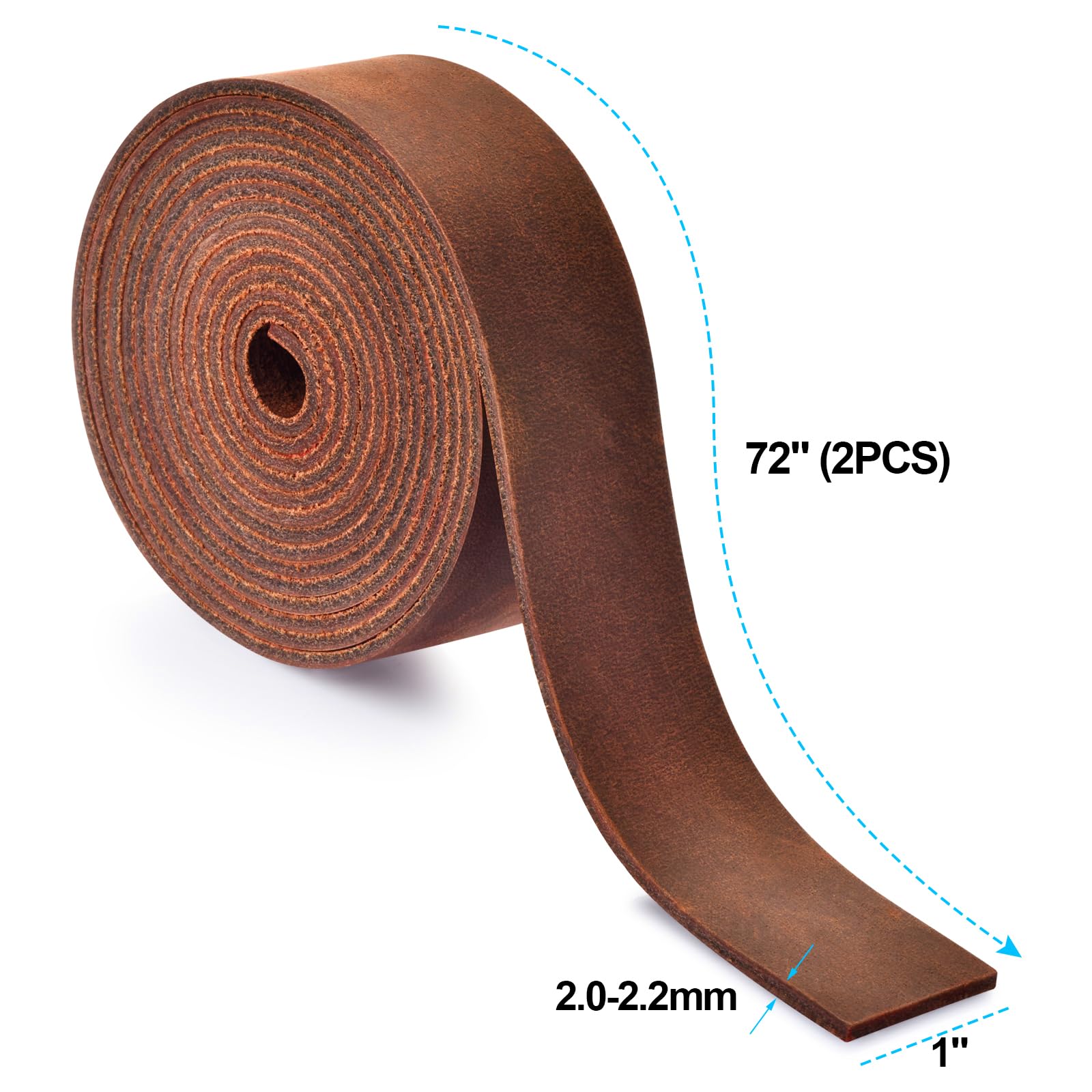 Leather Strap 1 Inches Wide Flat Leather Straps for Crafts, Full Grain Oil Tan Leather Strips for Crafts, Tooling, Belt, Garden Tools (2mm Thick 72 Inches Long Dark Brown)