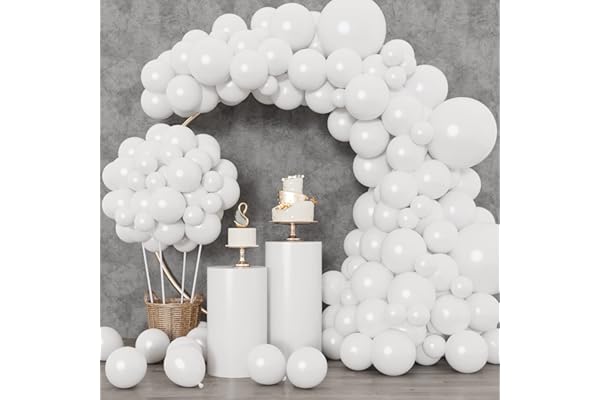 RUBFAC 129pcs White Balloons Different Sizes 18 12 10 5 Inch for Garland Arch,Party Latex Balloons for Birthday Party Wedding Anniversary Baby Shower Party Decoration