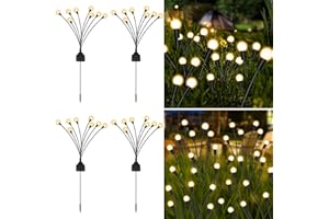 YOEEN 4 Pack Solar Garden Lights, New Upgraded 8 LED Firefly Waterproof Solar Powered High Flexibility Swaying Outdoor Lights for Pathway Yard Walkway Patio Decoration, Warm White