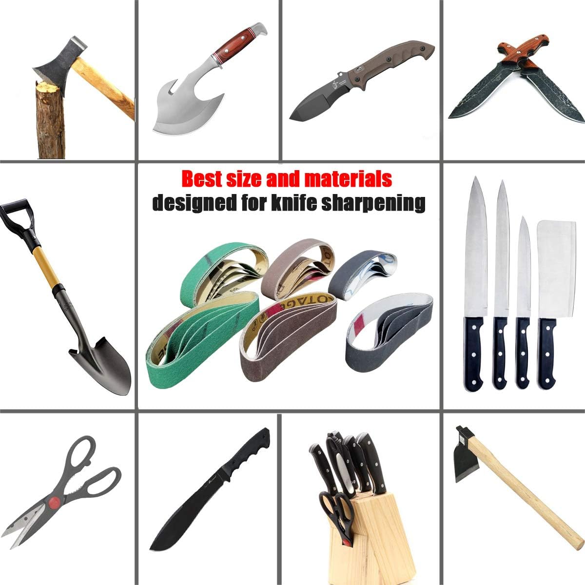 24 Pcs Knife Sharpener Sanding Belts, 3/4" x 12" Replacement Belt Kit for the Ken Onion Edition Work Sharp Knife & Tool Sharpener - 4 belts each of 80/120/240/400/1000/1200 Grits - - 